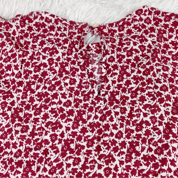 Loft short sleeve Floral Flounce Hem Swing Dress round red white casual - Picture 7 of 10